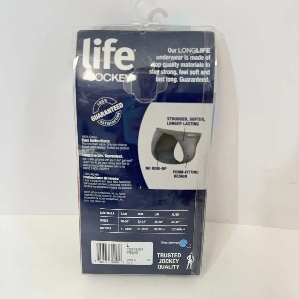 LIFE/JOCKEY String Bikini 2015 5 Pack Underwear Size Large Combed Cotton NEW